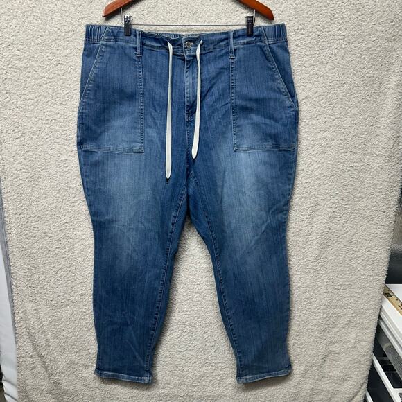 Judy Blue Denim - Judy Blue Women’s 22W Blue Denim Drawstring Jogger Jeans Elastic Waist